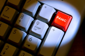 A panic button on a computer keyboard.